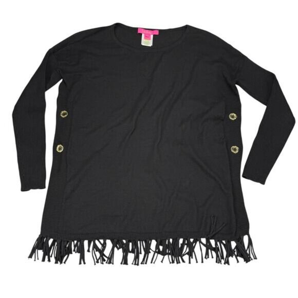 Lilly Pulitzer Women’s Ramona Fringe Sweater in Black Size XXS - Picture 4 of 9